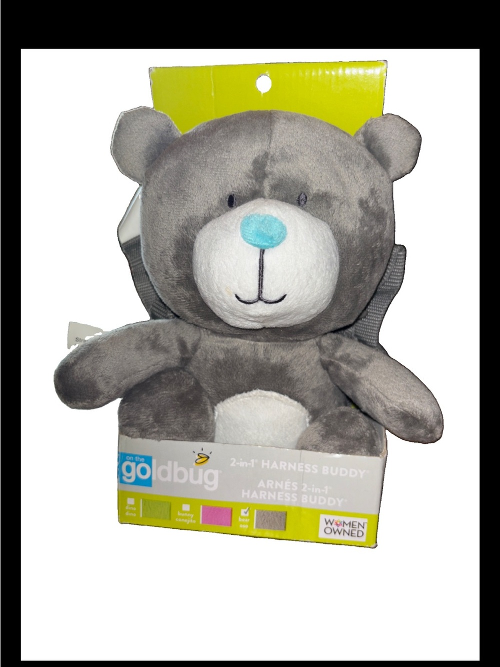 Goldbug Gray Plush Bear 2-in-1 Safety Harness Buddy for Kids new